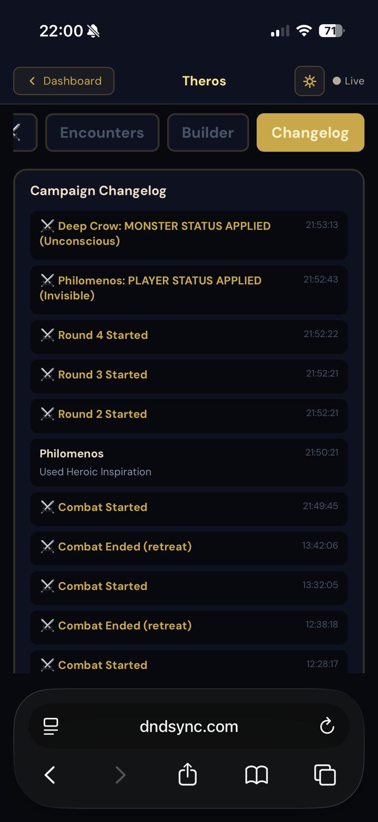 Campaign battle changelog